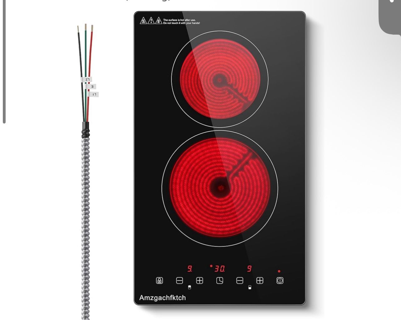 Brand New In The Box- 2 Burner Electric Cooktop, 12 Inch Built-in Ceramic Stove Top with Child Safety Lock, Timer & Residual Heat Indicator, ETL Certi