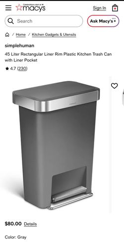 simplehuman 45L (12 Gallon) Trash Can