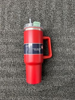 40 oz Red tumbler with a handle