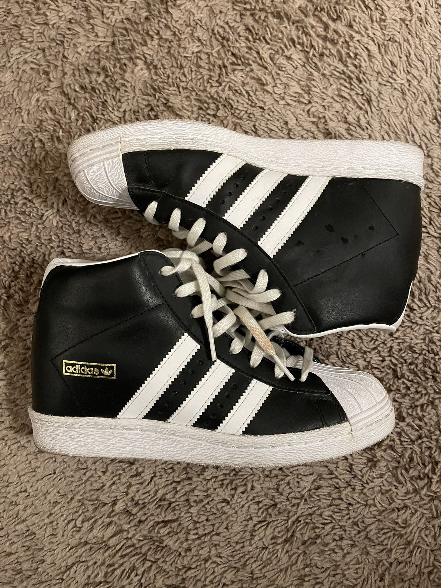 Adidas Originals Superstars Hidden Up Wedge Women Sz US6 UK4.5 Black Sneakers