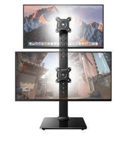 HUANUO Dual Monitor Stand for 13 to 34 Inch, Max Load 44 lbs, Vertical Monitor Mount, Freestanding Monitor Riser with Swivel, Tilt, Rotation, 13 Heigh