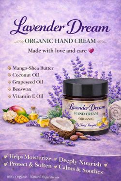 Lavender Dream Organic Homemade Hand Cream Moisturizing & Soothing

