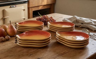 Set of 12 Pottery Barn Pear Dessert Plates - Vintage Harvest Fall Appetizer Salad Dishes VGC