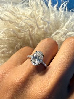 Brand New 3.60 CT Lab-Grown Oval Diamond Engagement Ring | VVS1 | D Color | 14K White Gold
