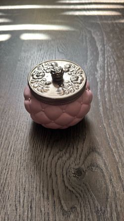 Vintage Avon Pink Quilted Trinket Box with Floral Lid