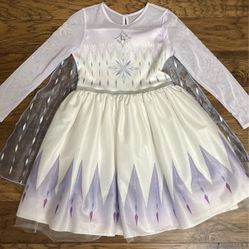 Used Once! Disney Frozen Elsa Tutu Dress Cosplay White Cape Girl L 10/12