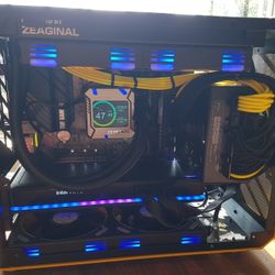 Custom Yellow Black M-ATX Gaming PC  - Ryzen 5700X3D / Intel Arc A770 / Asus TUF B550M Plus