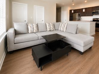 Gray Sectional Couch with Storage Coffee Table Included