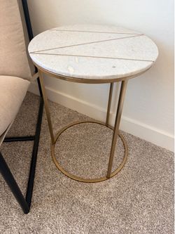 Round Faux Marble Side Table - READ DESCRIPTION