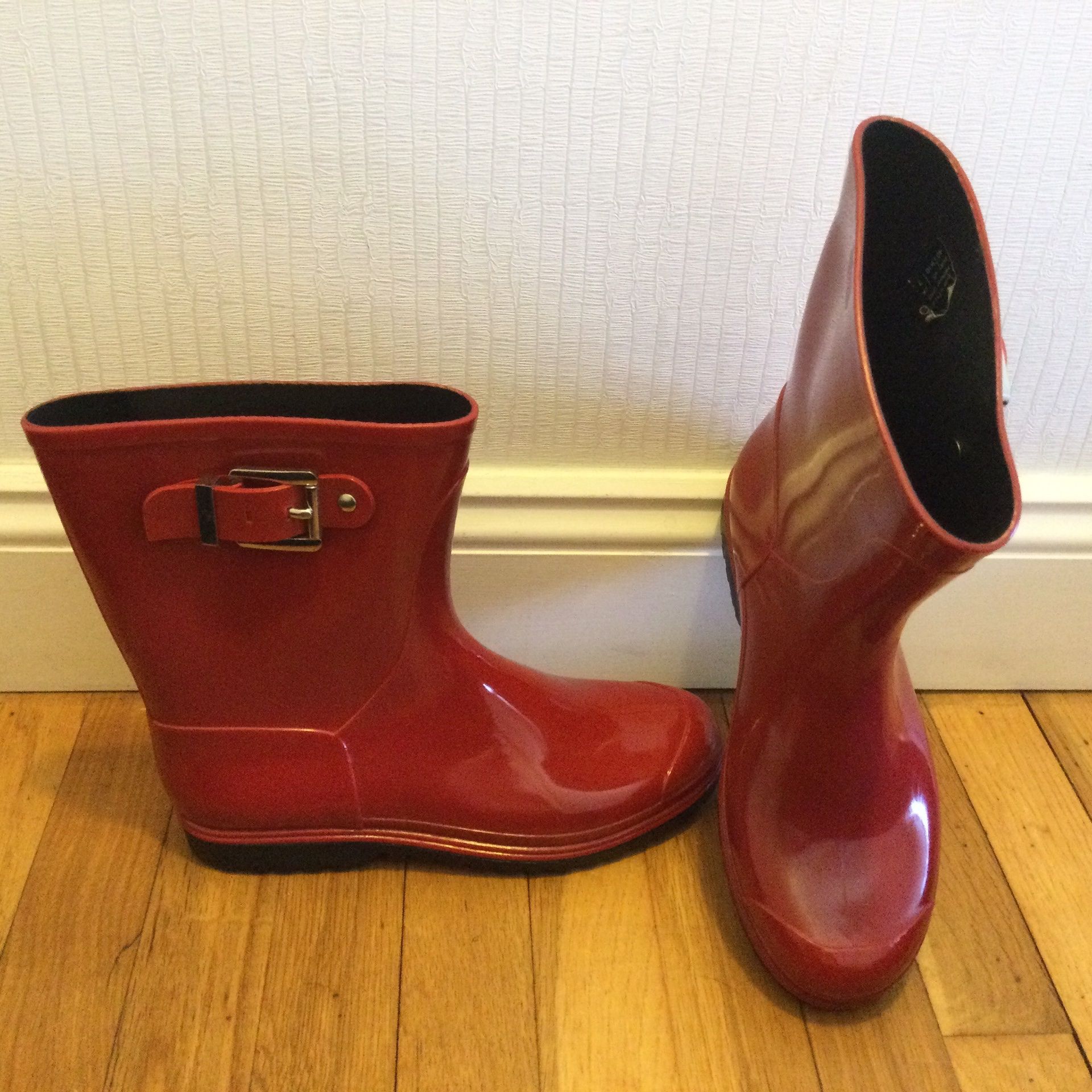 Mid Calf Red Rain Boots