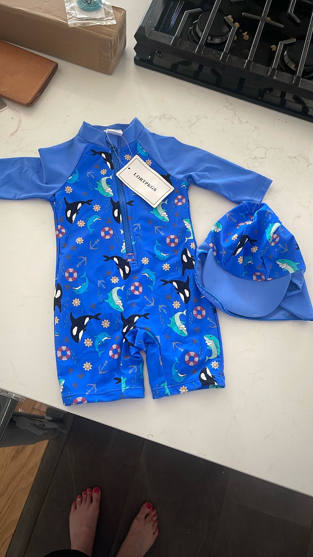 Baby Swim Suit Zip Up With Sun Hat