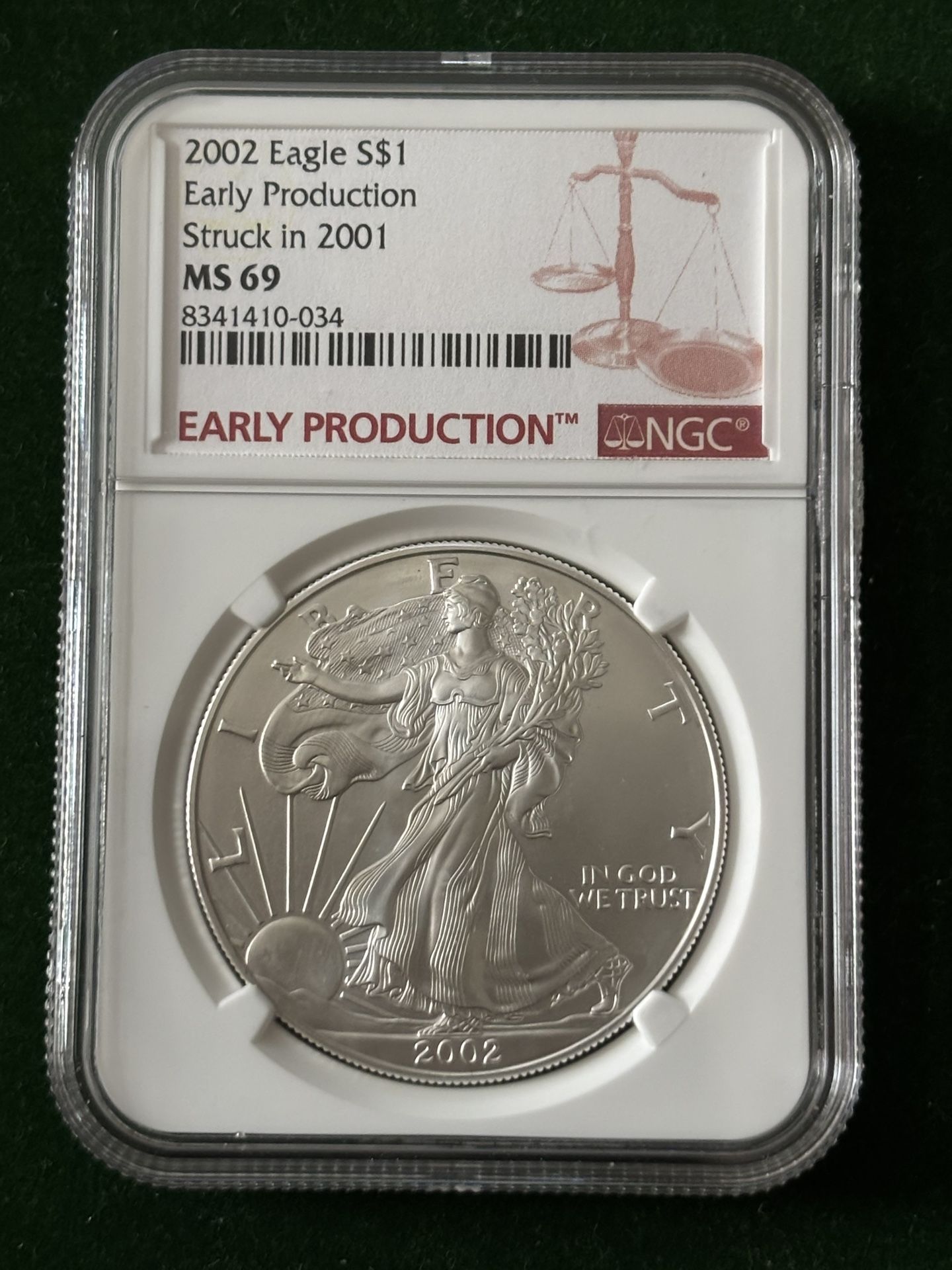 2002 Silver Eagle S$1 MS69