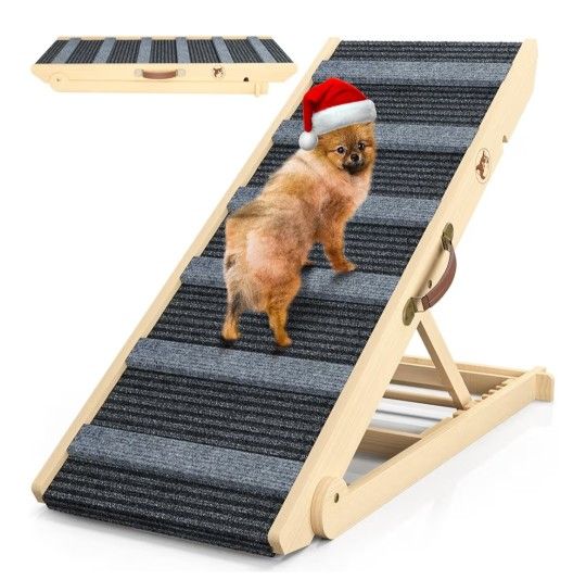𝟮𝟬𝟮𝟱 𝐔𝐩𝐠𝐫𝐚𝐝𝐞𝐝 Dog Ramp, Portable Pet Ramp for Large Small Old Dogs Cats with 7 Adjustable Heights 11" to 26.6", Non-Slip High Traction Ram
