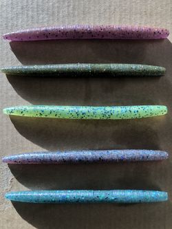 Fishing 5 inch Stick worms/ Texas Weedless rig