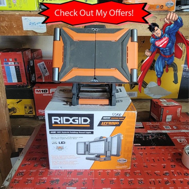 Ridgid 18v Hybrid Folding Panel Light for Sale in Fontana CA OfferUp