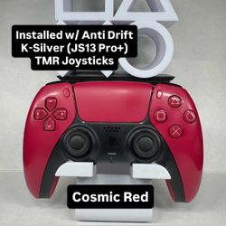 PS5 DualSense (Cosmic Red) | Installed w/ K-Silver (JS13 Pro+) TMR Joysticks