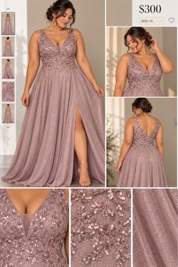 Mauve Sequin Beaded Formal Gown Size 14
