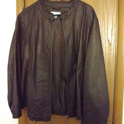 Woman's Brown Leather Jacket 2x- cash Only 