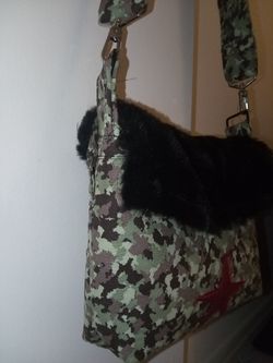 Russian Military Cargo Bag With Fur Flap That Has Hidden Pocket!
