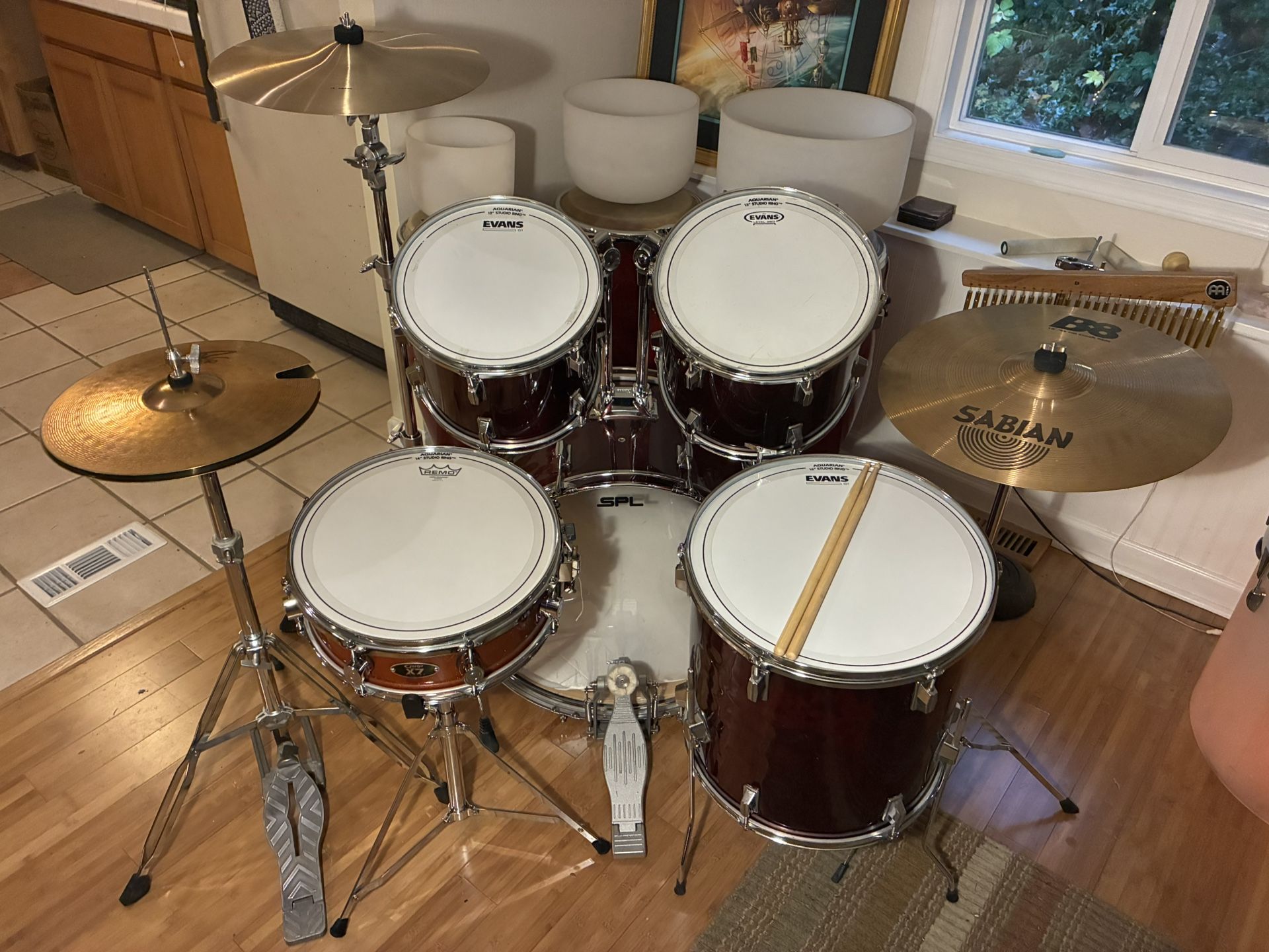 Peace Drum Set, PDP Snare, Cymbals