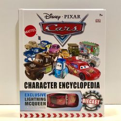 Brand New Rare Disney Cars Character Encyclopedia  with Exclusive Lightening McQueen Pull Out Poster