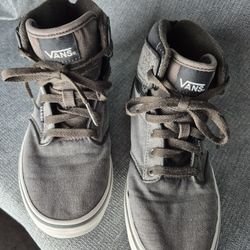 Vans Off The Wall, Gray Canvas High Top Skateboarding Sneakers 