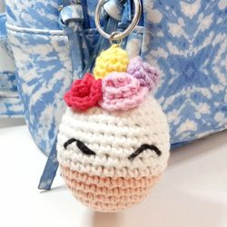 Amigurumi Unicorn Keychain. Crochet unicorn keychain. Unicorn bag charm. Backpack charm.