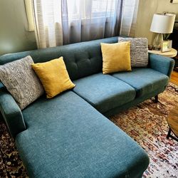 Teal Sofa With Chaise 