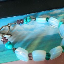 Opalite & crystals. Turquoise and hematite bracelet