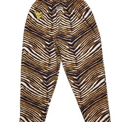 VINTAGE ZUBAZ PANTS LARGE L MENS WEST VIRGINIA SWEAT ZEBRA STRIPED JOGGERS USA