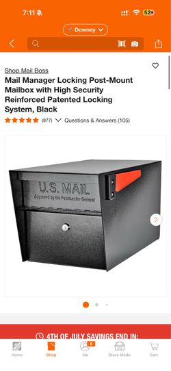 Mail Manager Locking Post-Mount Mailbox with High Security Reinforced Patented Locking System, Black