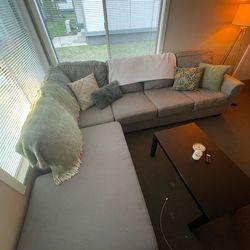 grey L-shaped couch