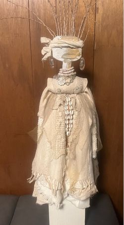 Shelley Rapp Evans Spirit Keeper Sculpture – Signed 1994 Original Mixed-Media Art