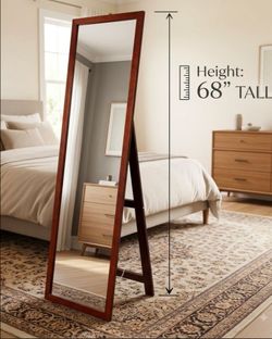 Can Deliver 68" tall wood freestanding full length mirror easel