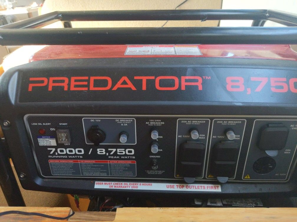 Predator Generator 8,750 Like New for Sale in WA OfferUp