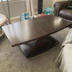 Oak Wood Coffee Table And End Table