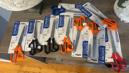 9 Classic stainless steel adult scissors in assorted colors