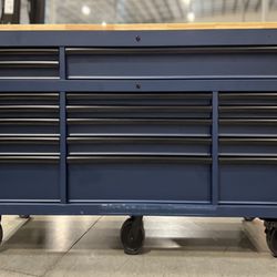 Tool Storage 72 in. W Heavy Duty Matte Blue Mobile Workbench Cabinet Adjustable Height Solid Wood Top Tool Storage 72 in. W Heavy Duty Matte Blue Mobile Workbench Cabinet Adjustable Height Solid Wood Top