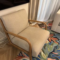 Ink + Ivy - Novak Lounge Chair  Creme Beige Wood