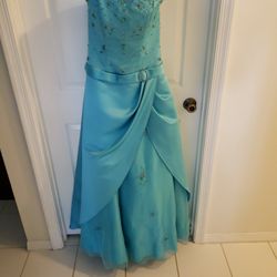 Beautiful Prom Dress Sky-blue Strapless Size 6