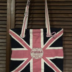 Victoria’s Secret Pink Like New, Heavy Weight Cotton/Sweater Material Tote Bag W/Dog Bone Carabiner