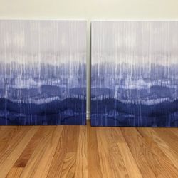 Abstract Drip Indigo Canvas By David Moore Set of 2
