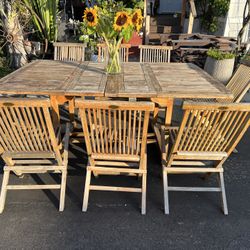 Patio Furniture Set 9pc Teak Wood 