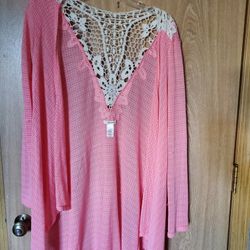 Salmon color open cardigan (small)
