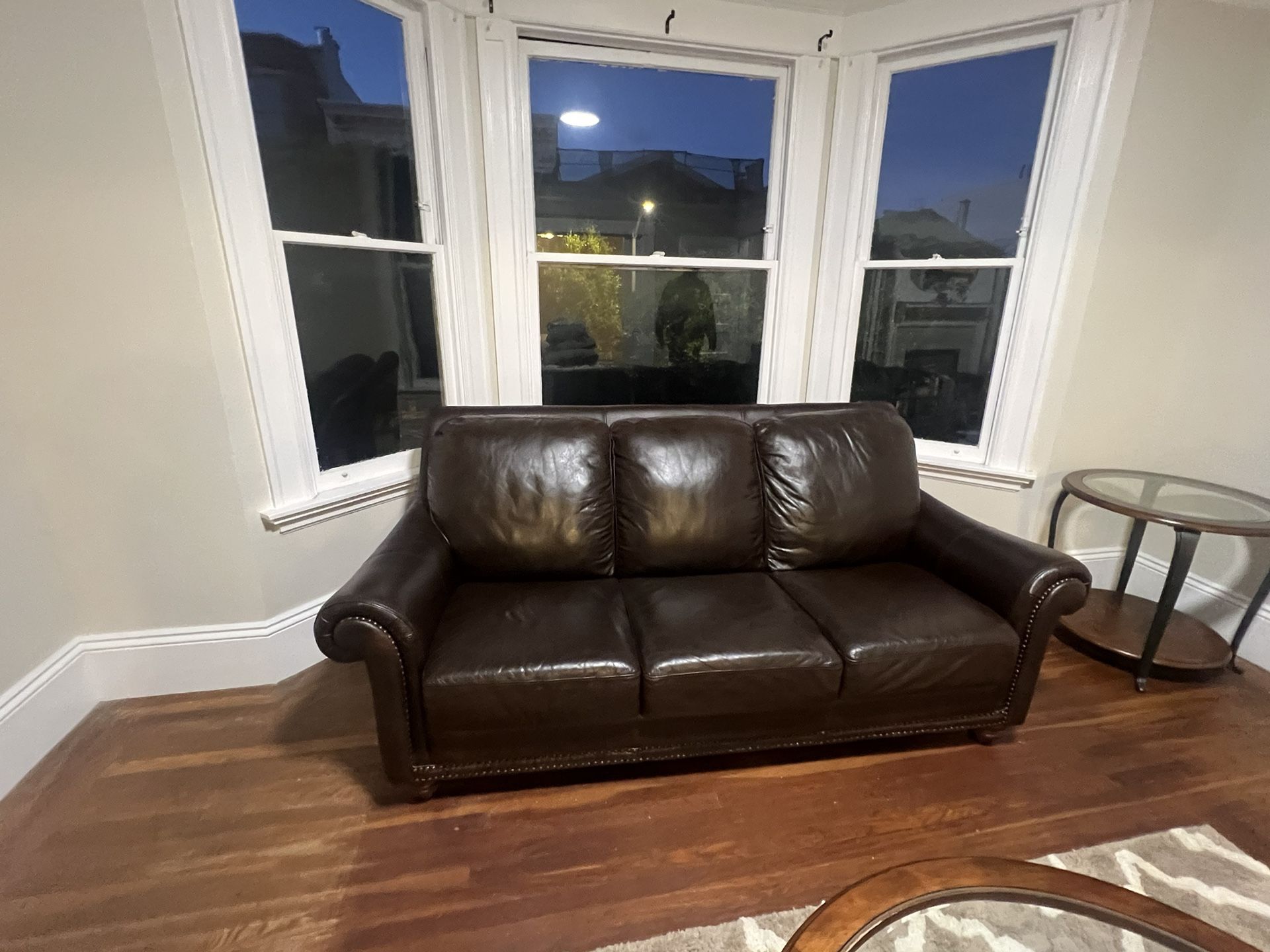 3 Cushion Chocolate, Italian Leather Couch