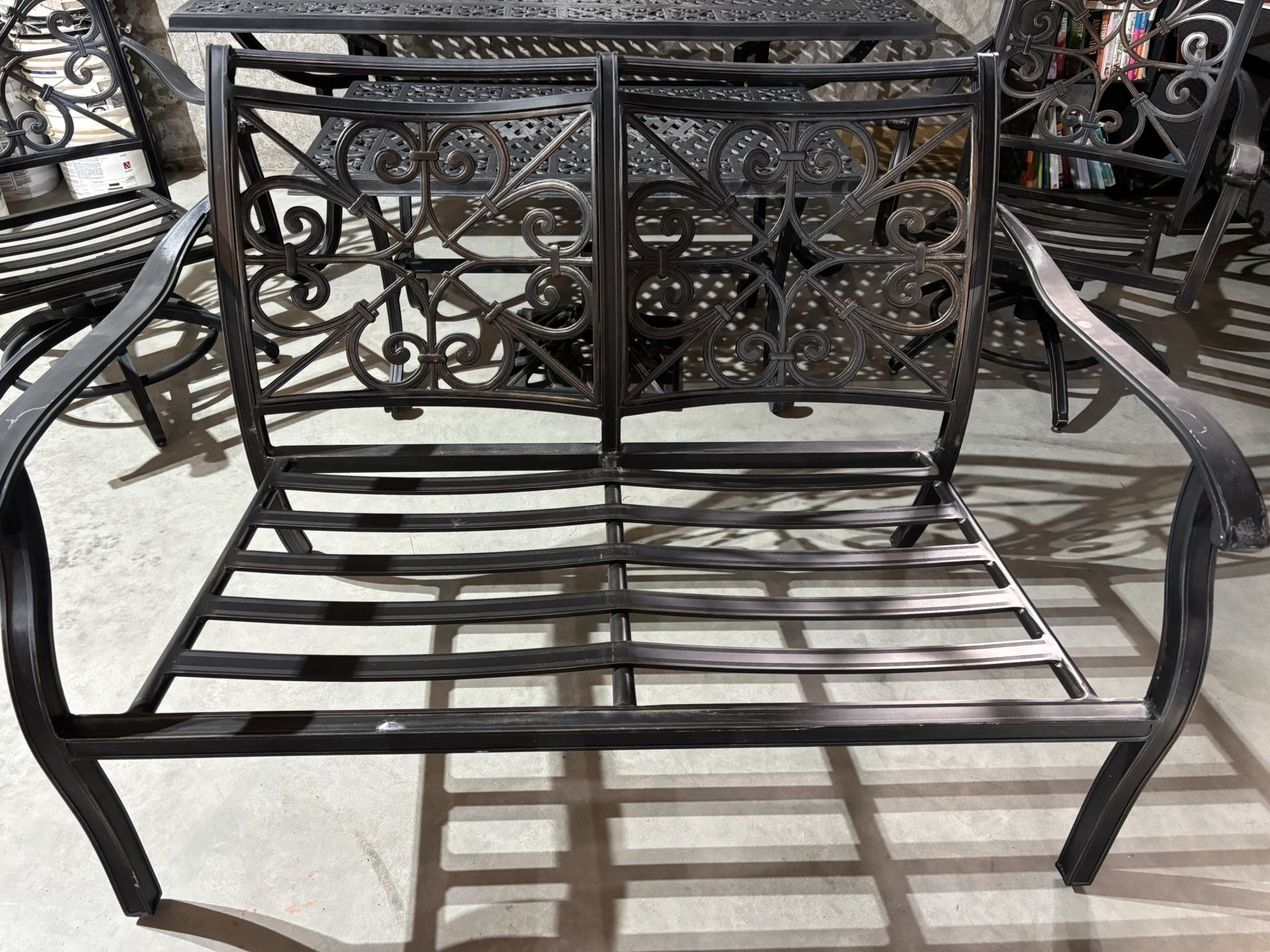 Outdoor Loveseat, Small Table, 2 Chairs