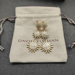 David Yurman Gold and Silver Sunburst Earrings
