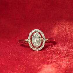 10k Yellow Gold Diamond Oval Ring 0.23 ctw