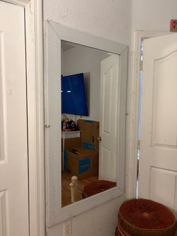 Large Wall Mirror White Quilted Frame