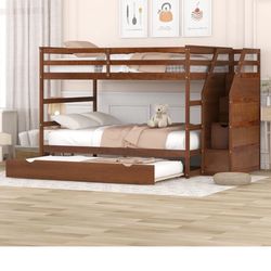 NEW | TWIN OVER TWIN BUNK BED WITH TRUNDLE